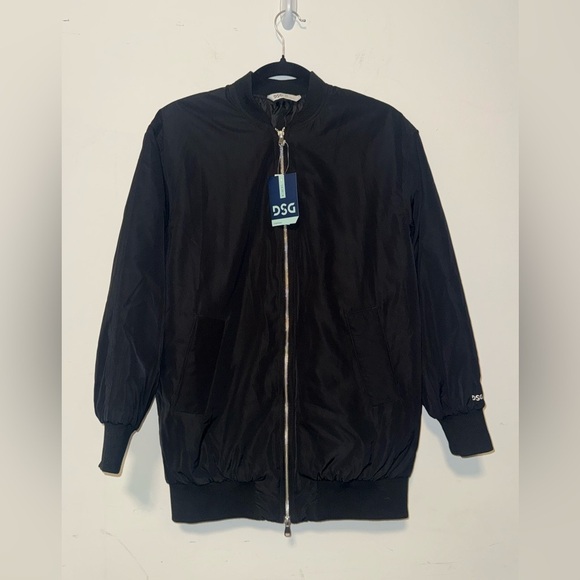 DSG Jackets & Blazers - NWT Women’s XS Classic Black Long Bomber Jacket silver full zip insulated DSG